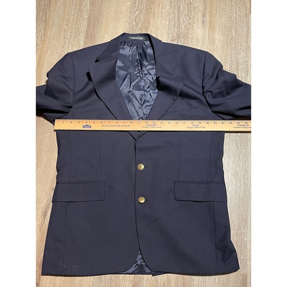 Chaps Ralph Lauren Navy Blue Wool Blazer Gold Buttons Men's Classic‎ 42/XL EUC - Picture 9 of 10